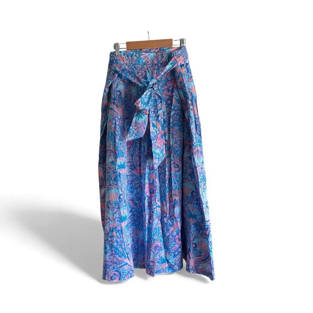 NWT Talbots 16WP Maxi Skirt 100% Cotton Multicolor Tropical Print Side Zipper